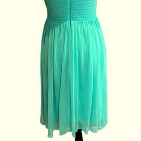Cindy USA Aqua Blue Pleated Chiffon Dress - Picture 3 of 3